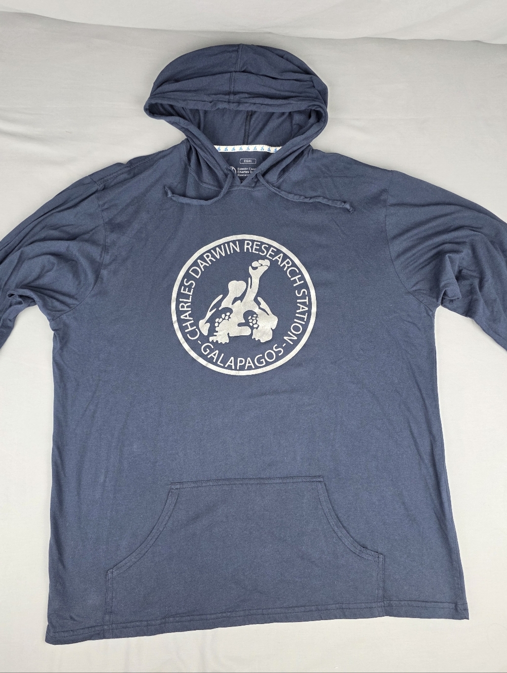 Charles Darwin Research Station Galapagos Navy Cotton Pullover Hoodie XL